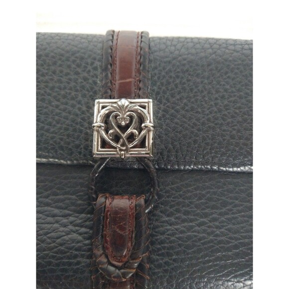Brighton Leather Crossbody Wallet Tri Fold Black Brown small mini pockets clutch - Picture 3 of 16